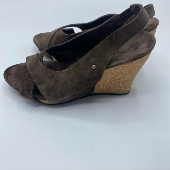 Ugg Hazel Suede Ankle Strap Women's Cork Wedge Platform Sandals Sz 7 SN 1771 - Picture 3 of 8